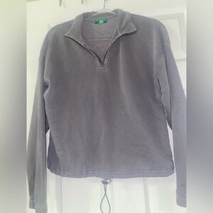 dip Gray Zip Up Sweater with Adjustable Hem